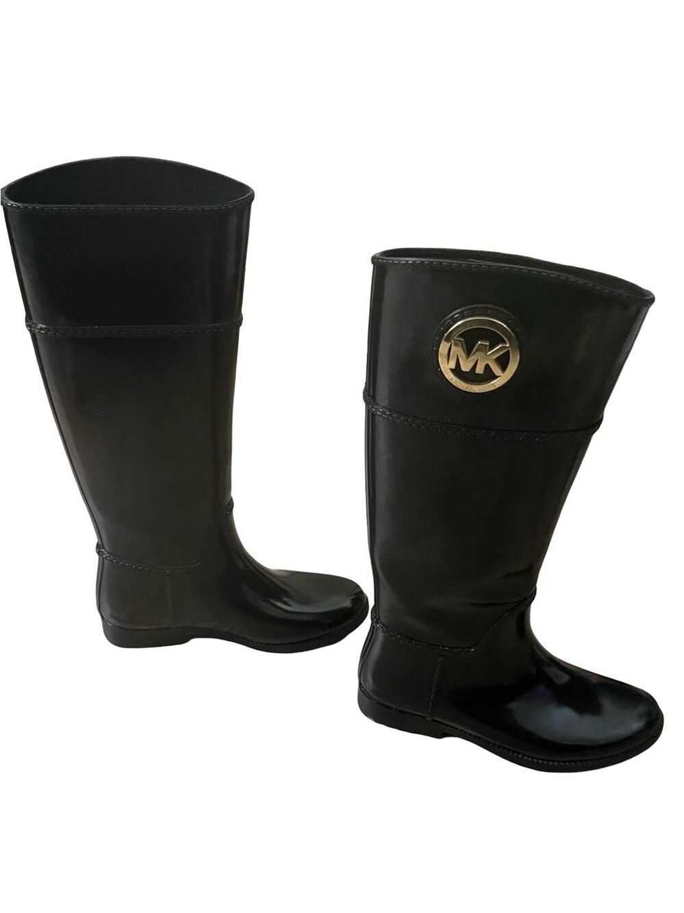 Michael Kors Waterproof Rubber Rain Boots Glossy Black Size 7 $150 - Picture 2 of 10